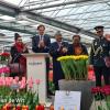 Foto Bautizo del tulipán “Maitri” por el Hon'ble Presidente de la India S.E. Ram nath Kovind y la primera dama Savita Kovind, en honor a los 75 años de amistad y colaboración entre la India y los Países Bajos.